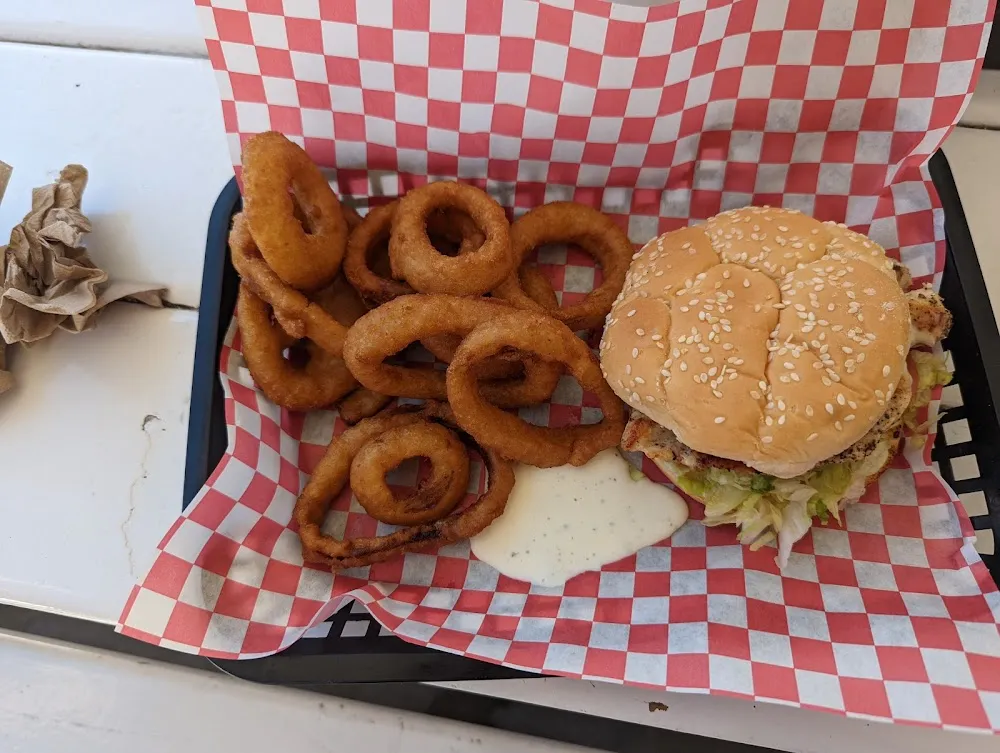 Chicken Sandwich with Onion Rings